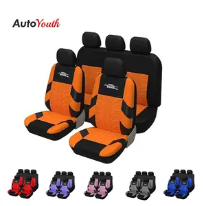 Universal Seat Covers for SUV Sedan Van Truck, Car Seat Covers Full Sets Orange, Front & Split Rear Bench for Car, Airbag Compatible, Car Interior Accessories, Tyre Embossed Automotive Interior Covers  Orange/Red/Black/BLUE/Gray/Purple/Pink