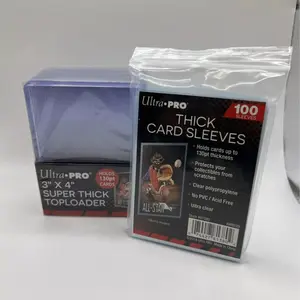 Ultra Pro 3X4 Thick Toploaders 130pt Point 1 Pack of 10 TOPLOADERS AND 100 THICK SLEEVES Card