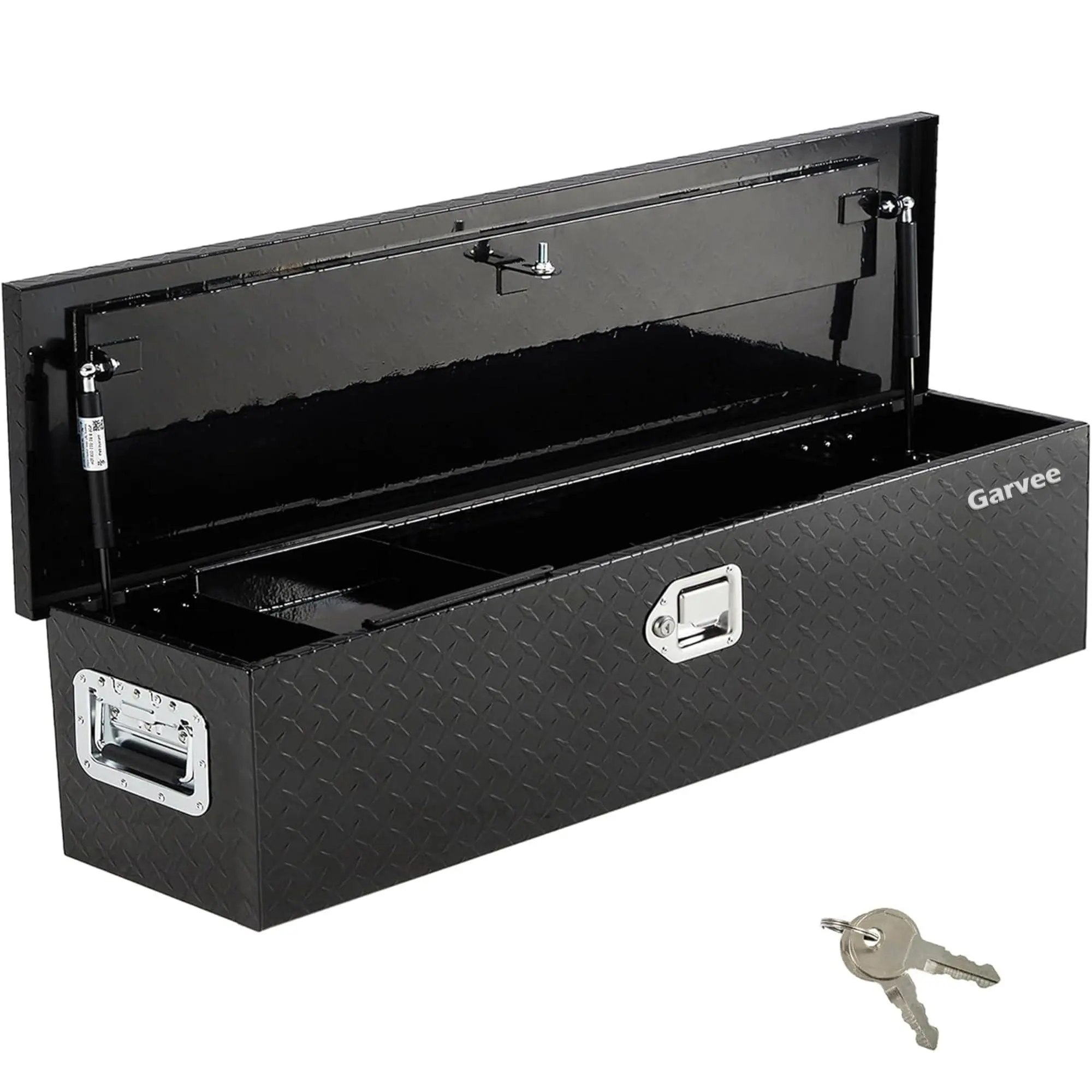 GARVEE Black 48 Inch Aluminum Truck Tool Box, Heavy Duty Truck Bed Storage Box with Side Handle and Lock Keys, Waterproof Tool Boxes Organizer Chest for Pick Up Truck Rv Trailer