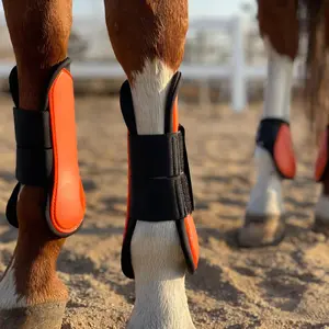 Horse Tendon Boot, 4 Counts/set Open Front/Fetlock Boot for Horse, PU Neoprene Horse Leg Protective Boot, Horse Splint Horse Leg Protectors