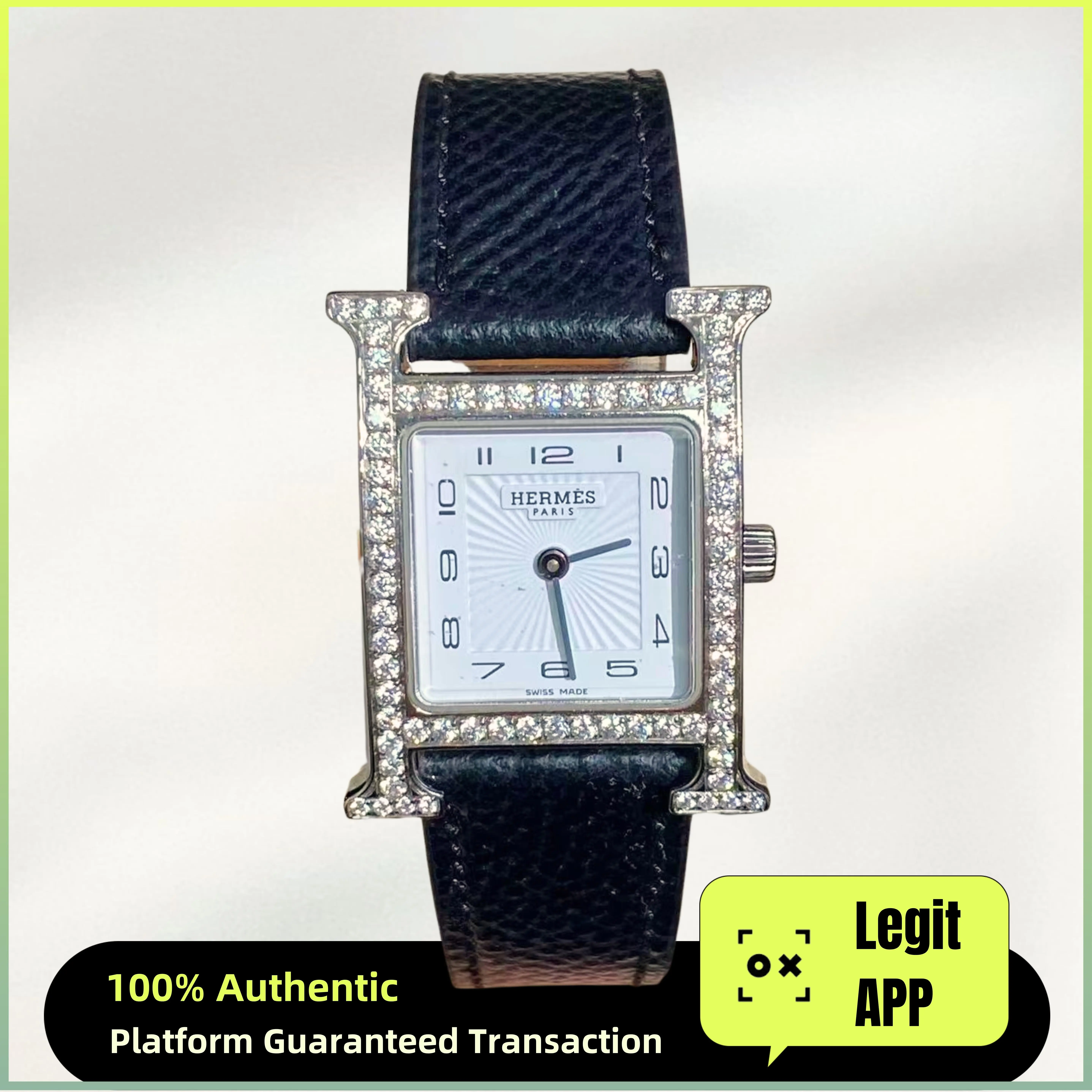 Hermes Vintage Quartz Stainless Steel 21mm White Dial Diamond 13584820