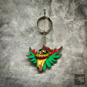 El Luchador Keychain - Wood with Acrylic Paint sealed 3"
