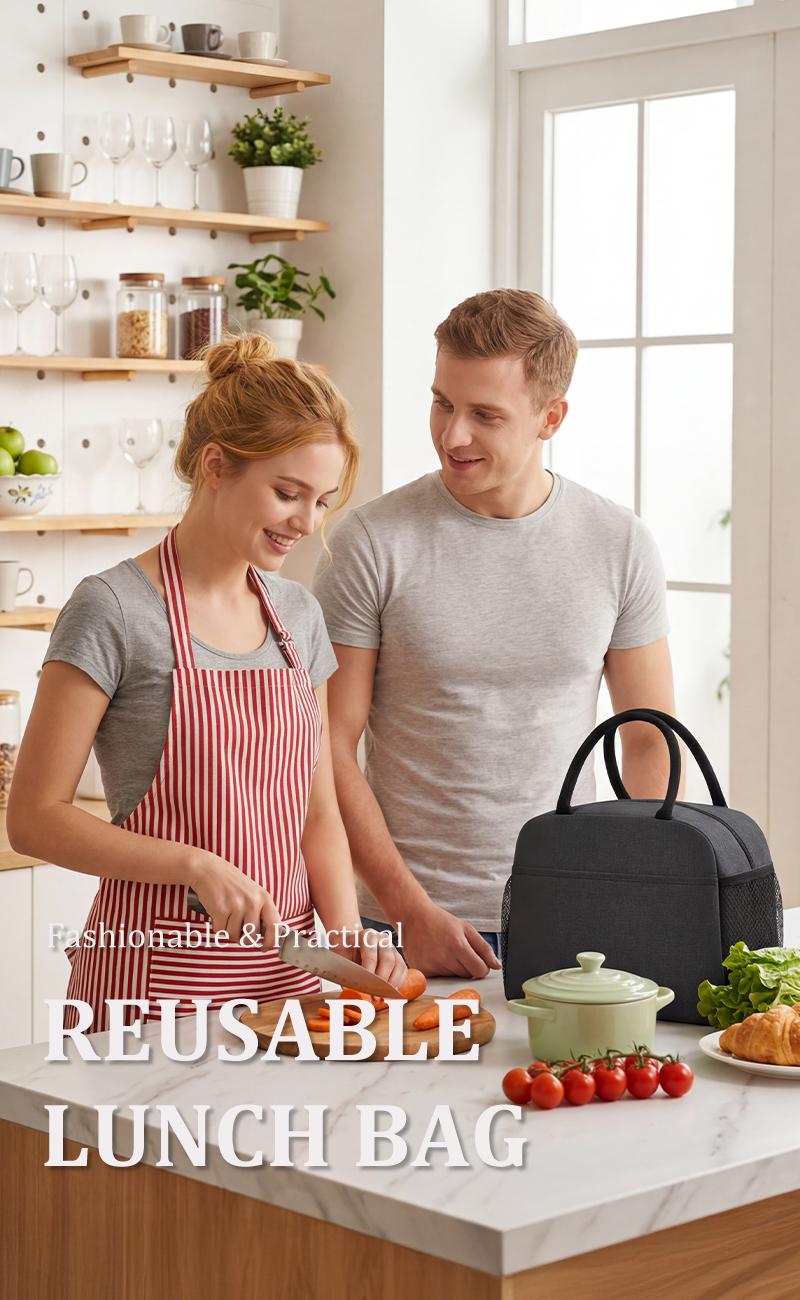 MEXS Insulated Lunch Bag for Women and Men with 10L Large Capacity Leakproof Design and Side Pockets Perfect for Work Office Travel and Picnic