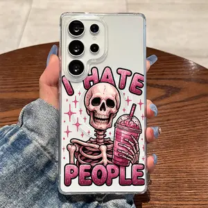 The Pink-Drink Skeleton, Magnetic Ring,Wireless Charging,Supports for Samsung Galaxy S26 S25 S24 S23 S22 S21 S20 Fe Plus Ultra Edge S10E A57 A56 A55 A54 A37 A36 A35 A34 A26 A25 A24 A23 A17 A16 A15 A14 A07 A06 A05s Note20 Note10 Note9