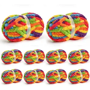 10 Pack  Chunky Yarn for Hand Knitting,  Chunky Chenille Yarn for Crocheting, Variegated Chunky Knit  Blanket Yarn, 240 yds /70.5 oz Super Bulky Yarn(Rainbow)