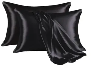 Satin Pillowcase for Hair and Skin, Silk Satin Pillowcase 2 Pack, Queen Size Pillow Cases Set of 2, Silky Pillow Cover with Envelope Closure (20x30, Black)