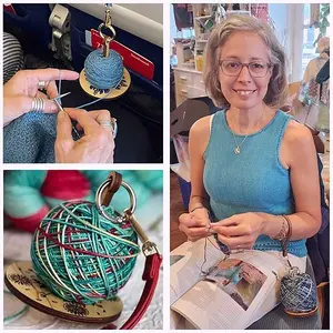 Portable Wooden Wrist Yarn Holder, Hand Knitting Hook Rotating Stand, Convenient Arm Support for Crochet & Knitting Projects, Wooden Yarn Spinner