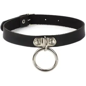 Gothic Choker Necklace Black Geometric Leather  Necklace Fashion Punk  for Women