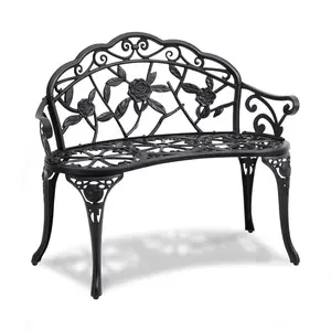 【FathersDayGift】VEVOR Outdoor Bench,  , 38.8 inches Metal Garden Bench for Outdoors, 480 lbs Load Capacity Bench, Outdoor Garden Park Bench with Backrest and Armrests, Patio Bench for Garden, Park, Yard, Front Porch