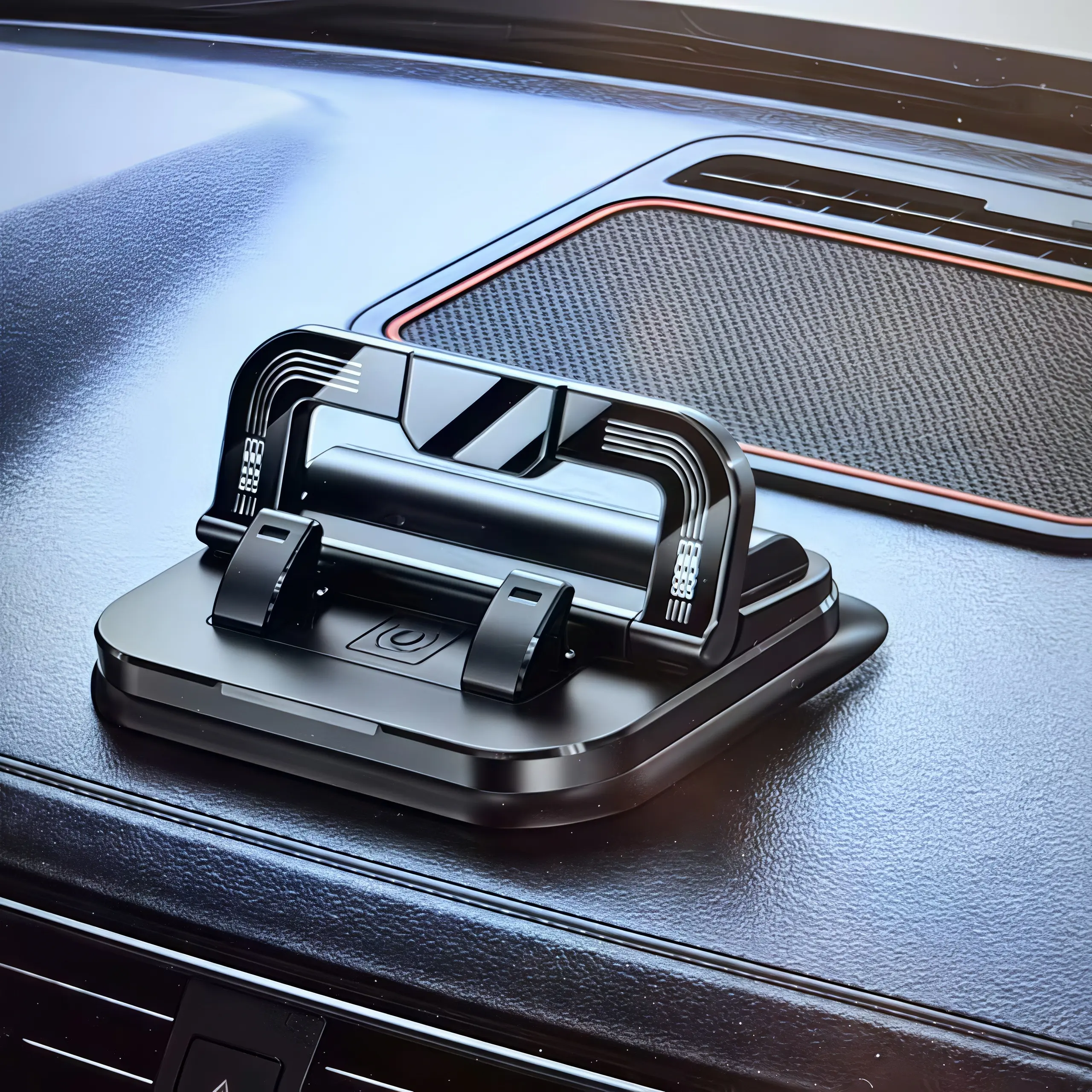 Car Dashboard Phone Mount - Upgraded Firm Chassis, 360° Rotate Suction Base, 1-Hand Operation, Adjustable Clamp & View Angle, Firm Grip Silicone Pads Non-Slip Automotive Cell Phone Stand, Driving