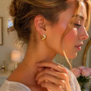 Gold C-Shaped Earrings for Women Stud Set (3PCS) | Minimalist Geometric & Heart Design | Trendy Everyday Jewelry for Women | Stud Hoop Chunky Rounded woman fashionable