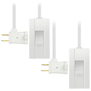 Table-Top Plug in Dimmer for Table or Floor Lamps, Slide Control, Works with 360 Watt Incandescent and 150 Watt Dimmable CFL/LED, Off at Lowest dim, 6ft Cord, TGTTDL300-W, White, 2 Pack
