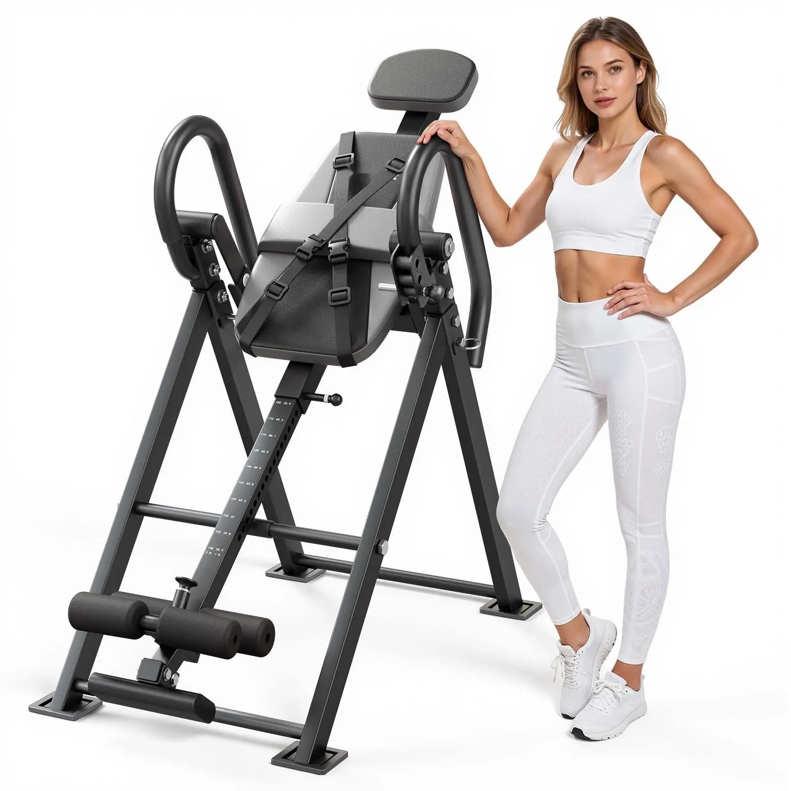 Inversion Table With 300-Lb Capacity For Back Decompression, Heavy Duty Inverter Stretcher, Inverted Table With Stable Structure And Dual-Roller Locking, Therapeutic Decompression For Shoulders, Neck, Back And Knees At Home