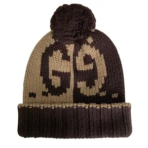 Pre-owned GUCCI Wool Small Leather Goods GG Knit Cap
