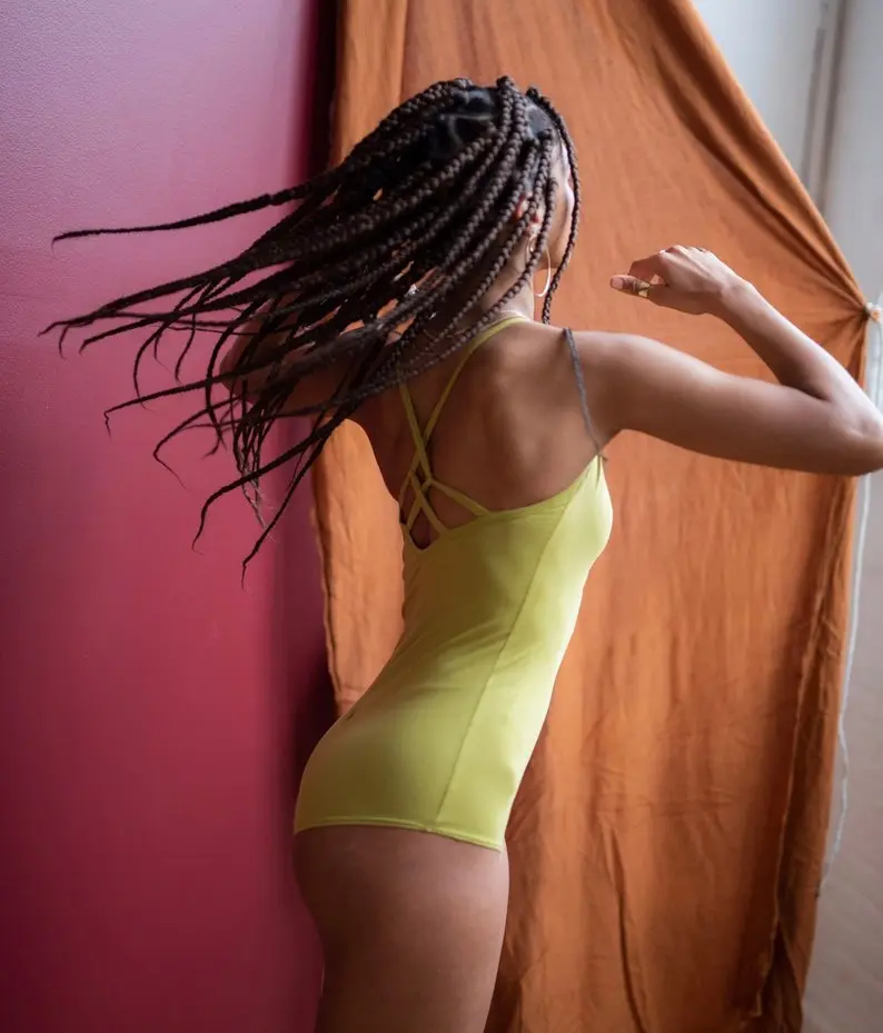 Organic Cotton Bodysuit - sleeveless strappy bodysuit - leotard
