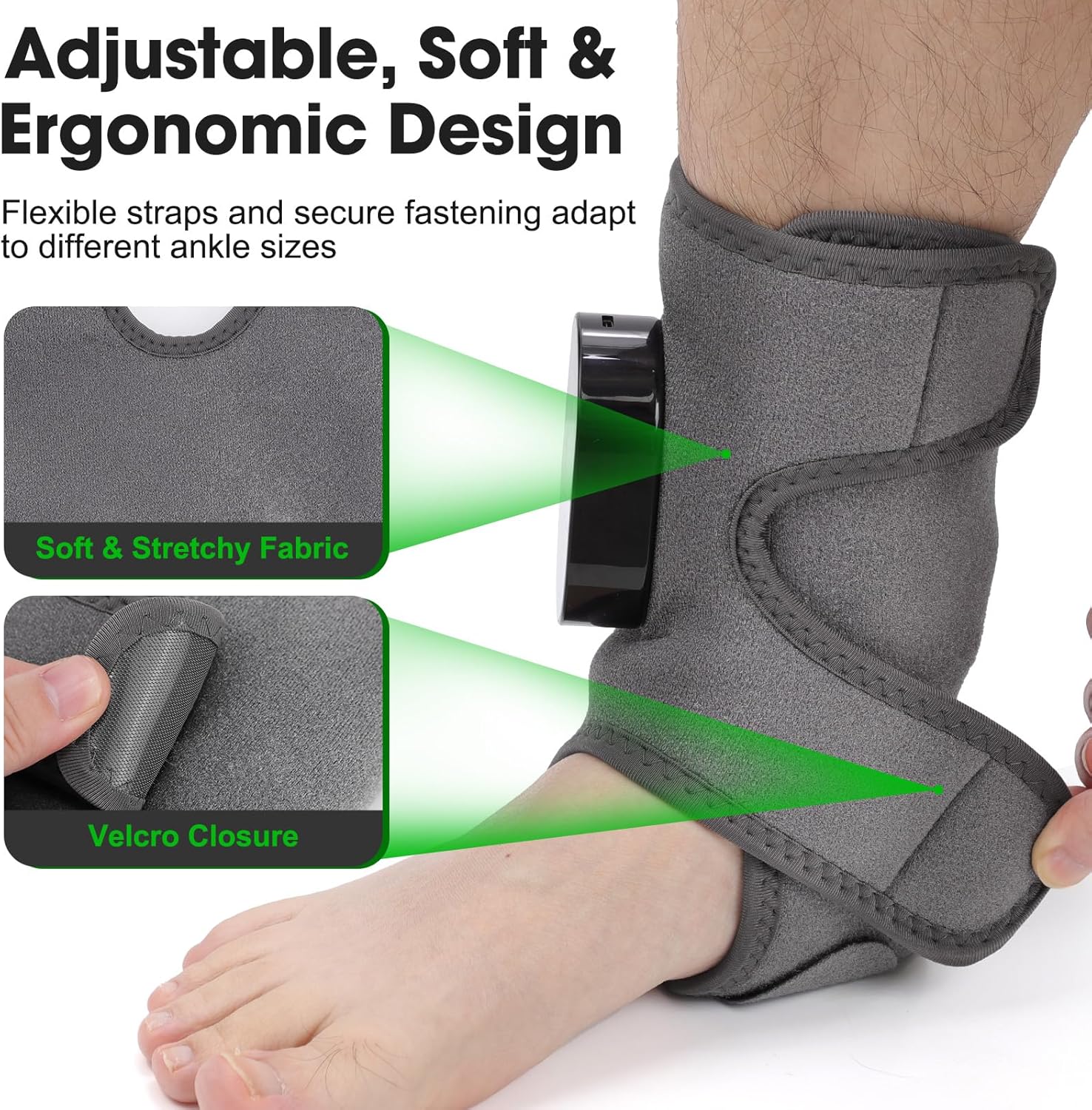 Cordless Ankle Massager for Pain Relief, Foot Massager for Neuropathy, Foot and Ankle Massager, Ankle Heating Pad with Massage, Adjustable Timer, 6 Heat Levels, 3 Vibration Modes, Single One ,Durable Ankle Support ,Durable Ankle Support