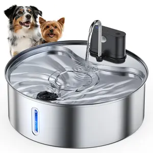 Cityflee Wireless Dog & Cat Water Fountain Stainless Steel with Sensor 12L/3.2Gal Cordless Automatic Water Dispenser Quiet Pump BPA-Free Automatic Cat for Drinking, Easy Clean for Cats Dogs Pets