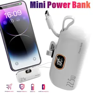 pink\white 5000mAh Mini Power Bank - USB-C Rechargeable, LCD Display,Universal for Apple/Android | Ultra-Thin Design, 2.4A Fast Charging for Travel,built-in battery
