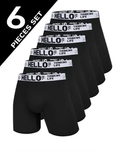 Men's Long Sports Boxing Briefs, Loose Breathable Multi-Functional Boxer Shorts, 6 Pack, Comfortable and Versatile Workout Underwear