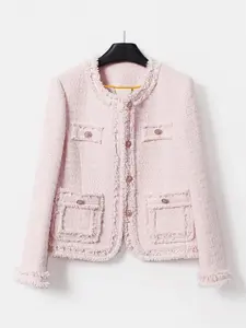 Women's Solid Color Fringe Trim Jacket, Elegant Fashion Casual Open Front Outerwear for Daily Outdoor Wear, Women Clothing for Spring Fall, Coats