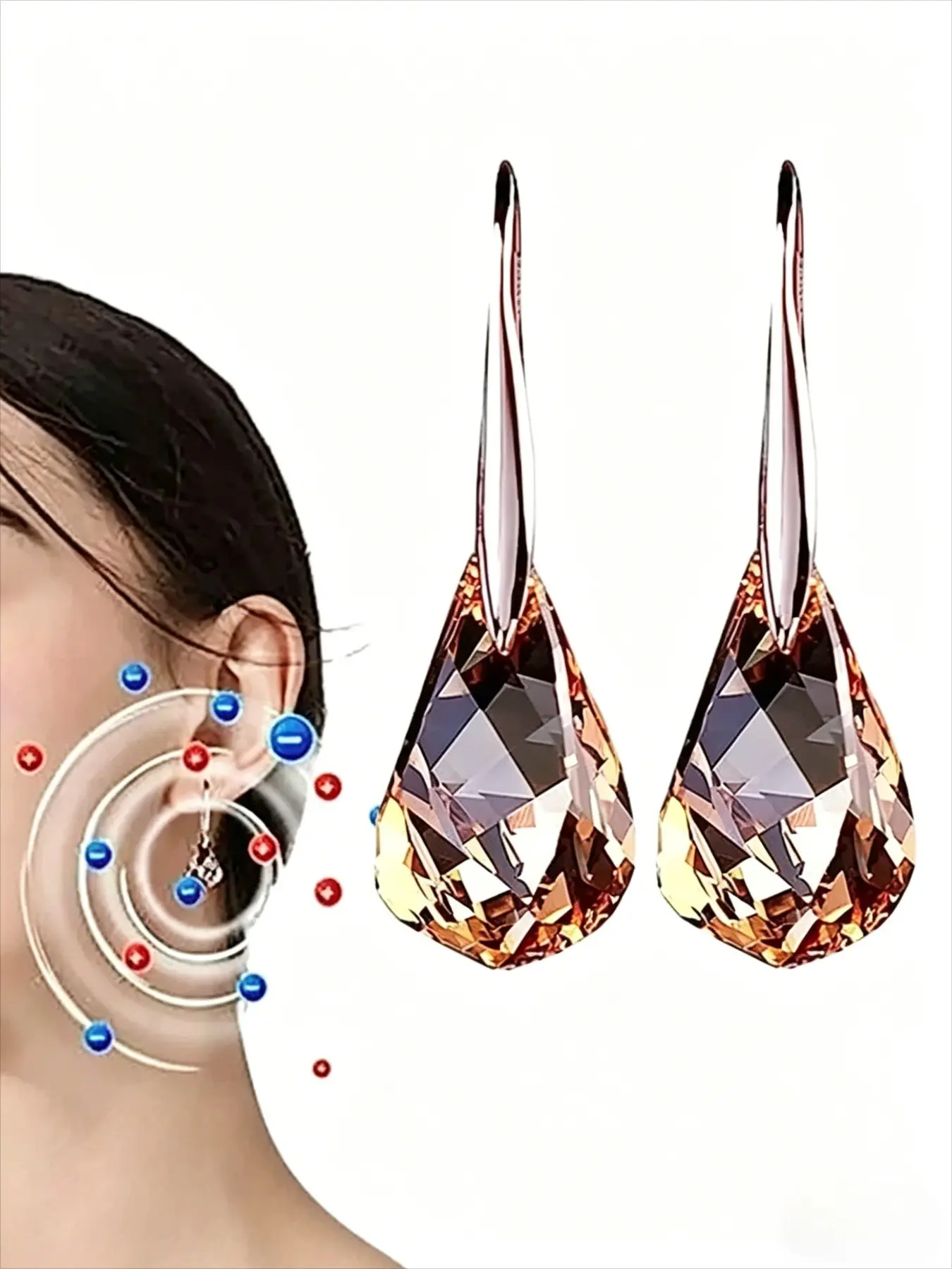 Elegant Champagne Color Artificial Crystal Teardrop Earrings for Women, Wedding Earrings, Fashionable Bridal Party Jewelry Gift, Stylish Evening Accessories