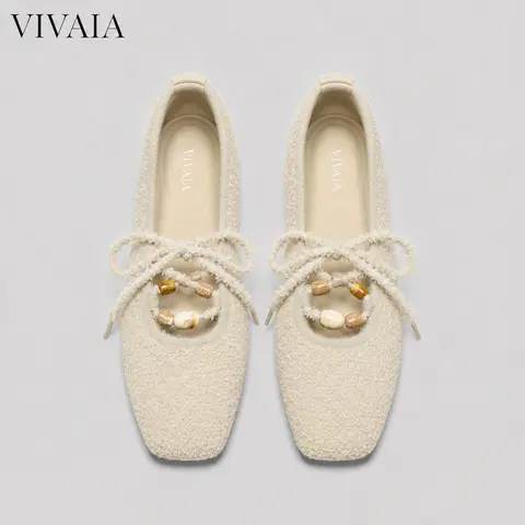 VIVAIA Women’s Chic Square-Toe Lace-Up Mary Janes Flats - Women's Shoes with 1cm/0.39" Arch Support, Lightweight Foldable Rubber Sole, 2 Lace Styles Included, Fall Walking Shoes (Miley)
