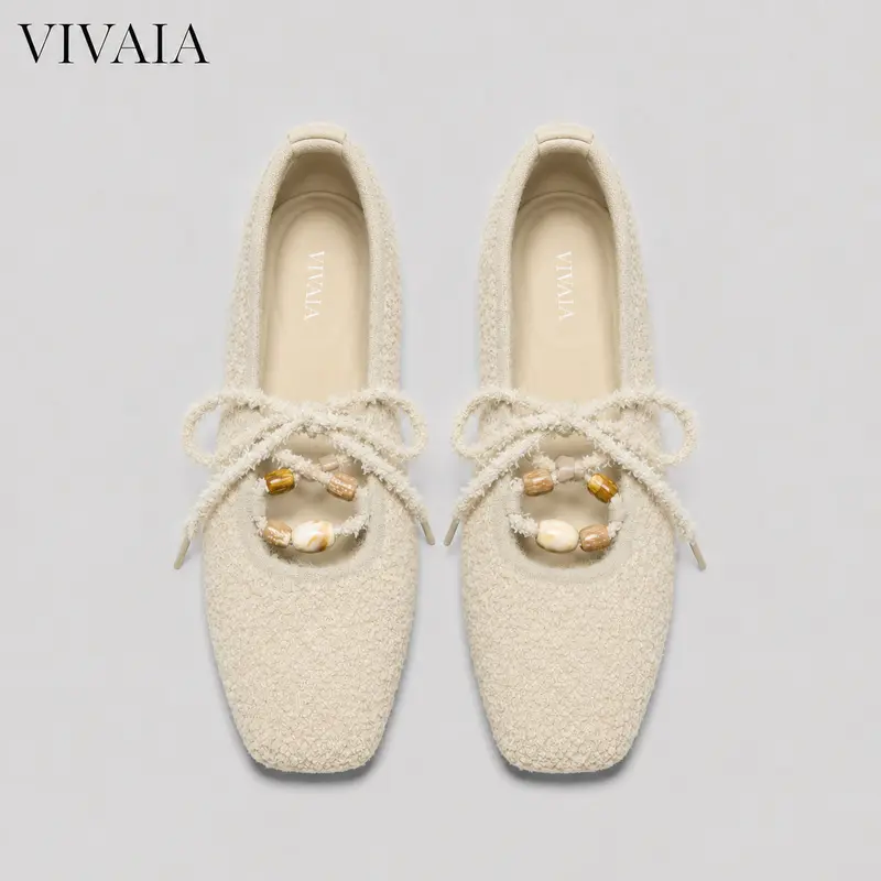 VIVAIA Women’s Chic Square-Toe Lace-Up Mary Janes Flats - Women's Shoes with 1cm/0.39" Arch Support, Lightweight Foldable Rubber Sole, 2 Lace Styles Included, Fall Walking Shoes (Miley),outdoorfun