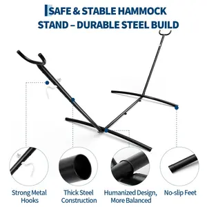 OP-9 ft Hammock Stand with Carrying Bag, Heavy Duty Adjustable Steel Hammock, 500-Pound Capacity, Weather Resistant, Easy to Assemble, Black