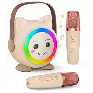 Cartoon portable Bluetooth speaker, outdoor karaoke speaker, home KTV artifact, wireless multifunctional handheld dual microphone