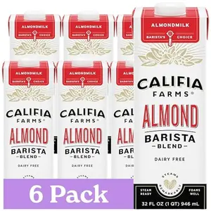 Califia Farms - Original Almond Barista Blend Almond Milk 32 Oz (Pack Of 6), Shelf Stable, Dairy Free, Plant Based, Vegan, Gluten Free, Non GMO, High Calcium, Milk Frother, Creamer