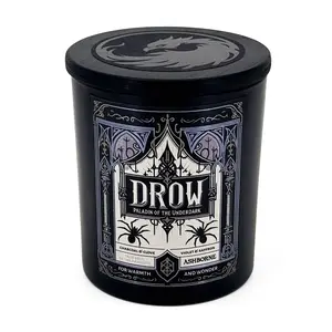 Drow Paladin Of The Underdark - 8oz Scented Candle - Charcoal, Clove, Violet, Saffron - Natural Coconut Wax - 35 h Burn Time - Premium Foil Label dark decor candles
