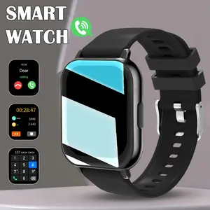 Smartwatch with wireless calling/dialing, message notifications, multiple sports modes, music player, pedometer, compatible with Android and iOS, suitable for both men and women, fitness tracker, minimalist design, durable strap, unisex design
