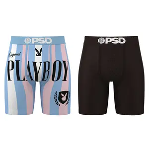 PSD Mens TikTok Exclusive Boxer Brief Bundle - Playboy Champ + Black Solid Boxer Brief 2-Pack, Standard Length 7 Inch Inseam Boxer Briefs, Soft Breathable and Stretchy Menswear