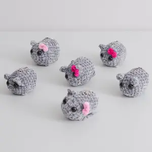 Hand-woven Sad Hamster Keychain Pendant, 6 Counts/set Hamster Emotional Soothing Doll, Perfect for Anniversary Gifts, Birthday Gifts, Home Decor