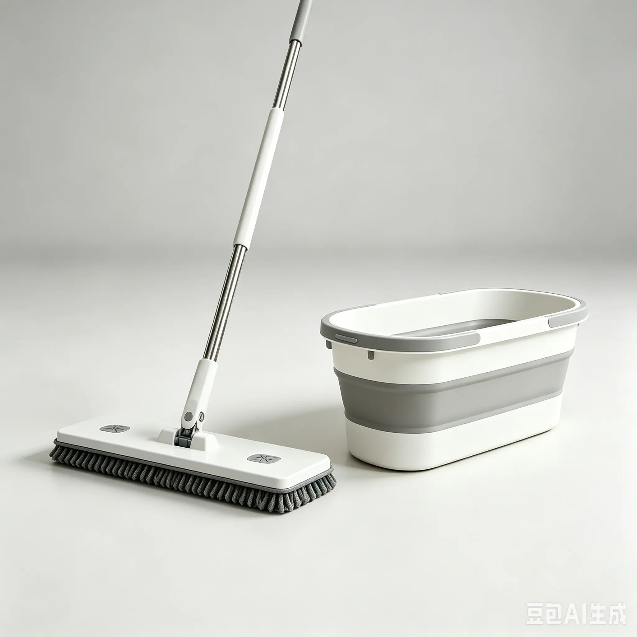 24 in Self-Wringing Flat Mop with Spin-Squeeze System, Microfiber Chenille Pad - Household Hands-Free Floor Cleaning for Hardwood, Tile，broom