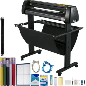 Father's Day Gift VEVOR Off-line Vinyl Cutter Machine 870mm Vinyl Printer U-Disk, 34 inch Plotter Printer with Accessories & Floor Stand Vinyl Cutting Machine Adjustable Force and Speed for Sign Making Plotter Cutter