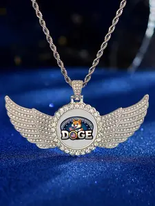 Wing Design Pendant Necklace, Rhinestone Decor Necklace for Men & Women, Trendy All-match & Exquisite Jewelry for Birthday & Holiday Gifts