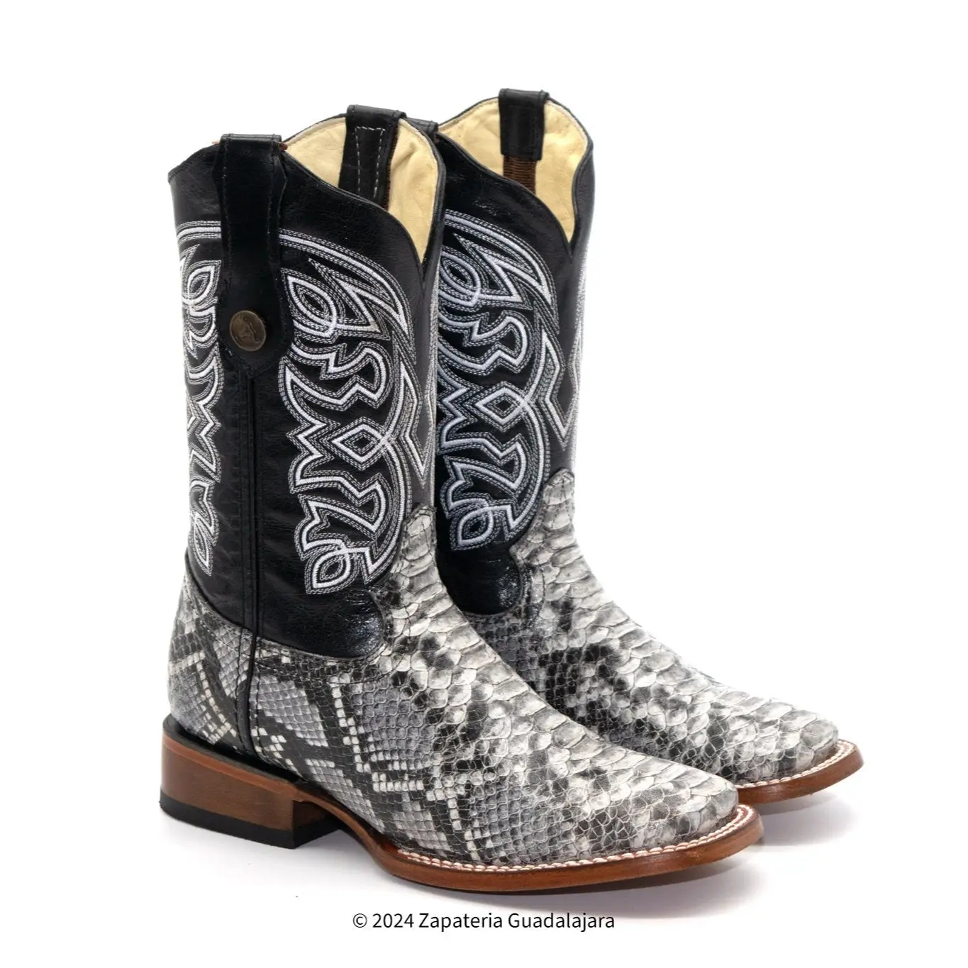 MEN'S WIDE SQUARE TOE PRINT PYTHON LEATHER COWBOY BOOT -H526304 MEN'S WIDE SQUARE TOE PRINT PYTHON LEATHER COWBOY BOOT -H526304