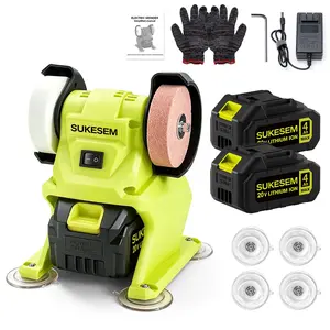 SUKESEM 20V Cordless Electric Grinder, Small Grinding, Sharpening & Polishing Machine. Comes with 2 pcs 4.0Ah batteries and a charger. Suitable for DIY processing of metal and wood, as well as grinding tools and cutlery.