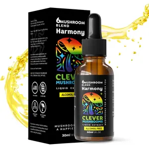 6 Blend Mushroom Liquid Extract - Alcohol Free, Natural Energy, Cognitive Support, Immunity Boost,100% Fruit Bodies, Lion's Mane, Cordyceps, Reishi, Chaga, Turkey Tail, Maitake