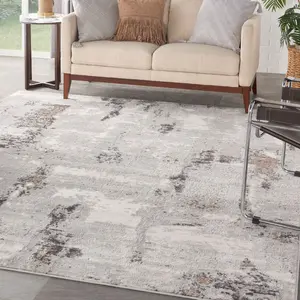 Nourison Elation Low-Profile Ultra Modern Indoor Rug, Ideal for Bedroom, Grey Brick Design