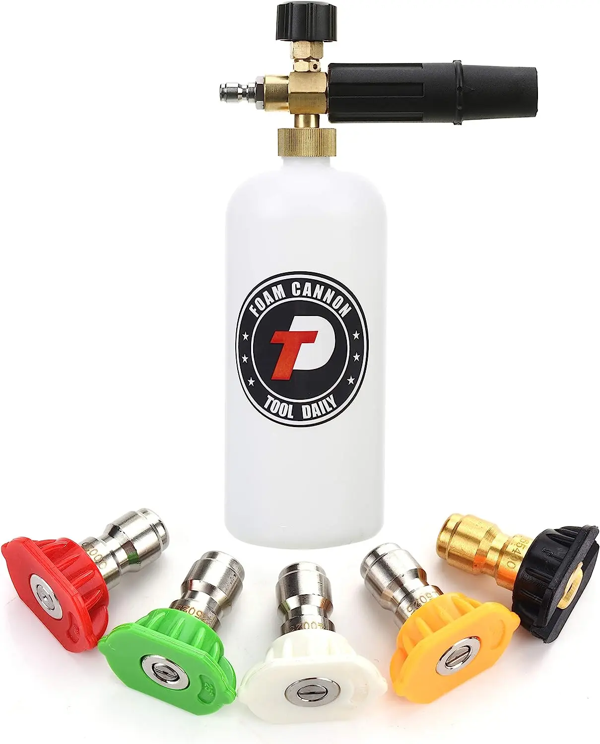 Tool Daily Foam Cannon with 1/4 Inch Quick Connector, 1 Liter, 5 Pressure Washer Nozzle Tips【DealsForYouDays】