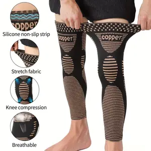HOXEZU 2-Pack Compression Knee Sleeves, Warm Knee Covers, Full Leg Support, Knit Fabric, Polyester Fiber, Non-Slip Silicone, Breathable, Stretchable for Men & Women