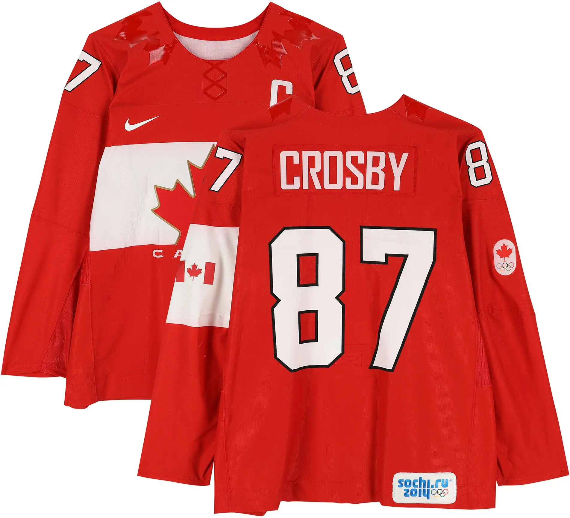 Sidney Crosby Team Canada Game-Used #87 Red Jersey vs. Team Norway on February 13, 2014