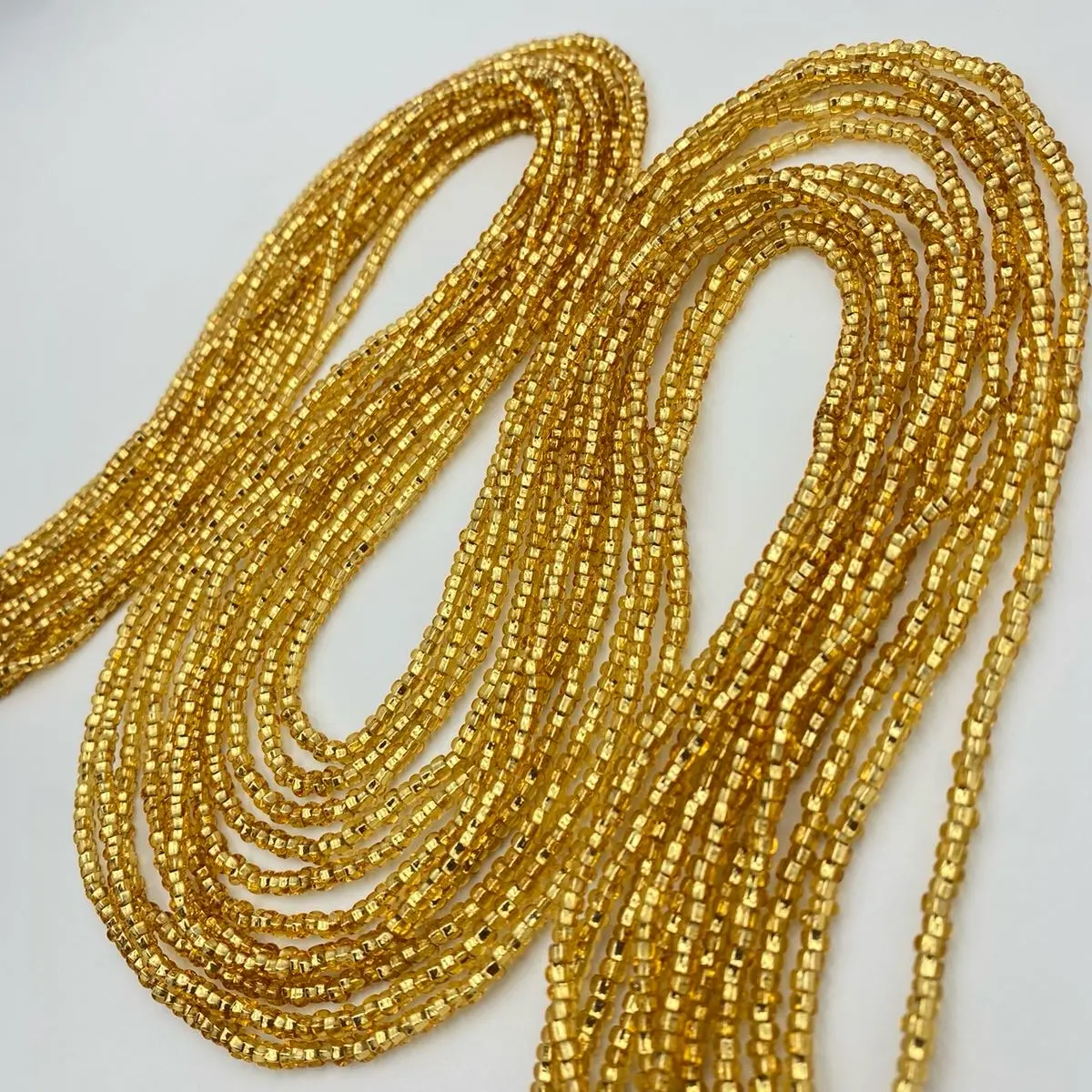 Gold Waist Beads- Waist Jewelry-  African WaistBead- Body jewelry-  Tie On 45” Long- PRICE PER ITEM