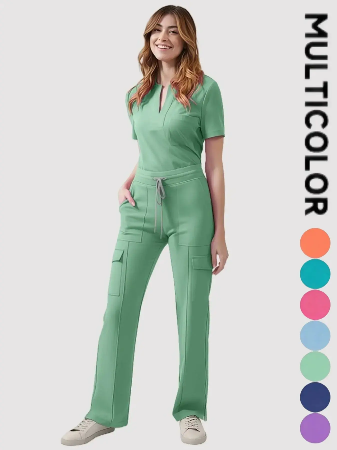 New Scrubs Uniform Multi Short Sleeve Tops Pants Hospital Set Women Pet Shop Doctor Scrub Medical Surgery Workwear Scrub Suit