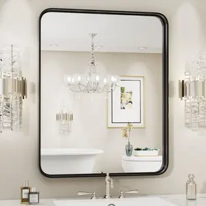 Bathroom Mirror Vanity Mirror for Wall, Aluminum Alloy FramedFarmhouse, Rounded Rectangle ,Anti-Rust,Tempered Glass,Hangs Horizontally or Vertically Bathroom Mirror Vanity Mirror for Wall, Aluminum Alloy FramedFarmhouse, Rounded Rectangle ,Anti-Rust,Tempered Glass,Hangs Horizontally or Vertically