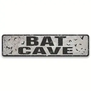 Letter & Bat Pattern Metal Sign, Waterproof Vintage Metal Plaque, Wall Art Decor for Home Bar Garage Pub Dorm, Halloween, Home Decoration, Vintage Garage Signs