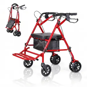 [FLASH SALE] Garvee 2 in 1 Rollator Walker for Seniors with Seat, Foot Pedal, Lightweight Steel, Foldable, Adjustable Height, 6" Wheels, 299lb Capacity, Travel Friendly