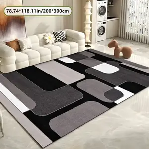 Velvet Soft Comfortable  Modern Rounded Corner Patch 2D Printing Rug Fashion Home Decor, Commercial Decor Carpet, Living Room Rug, Sofa Cushion Bedroom Rug, Bedside Blanket Door Entrance Mat, Dining Table Carpet, Home Decor Rugs